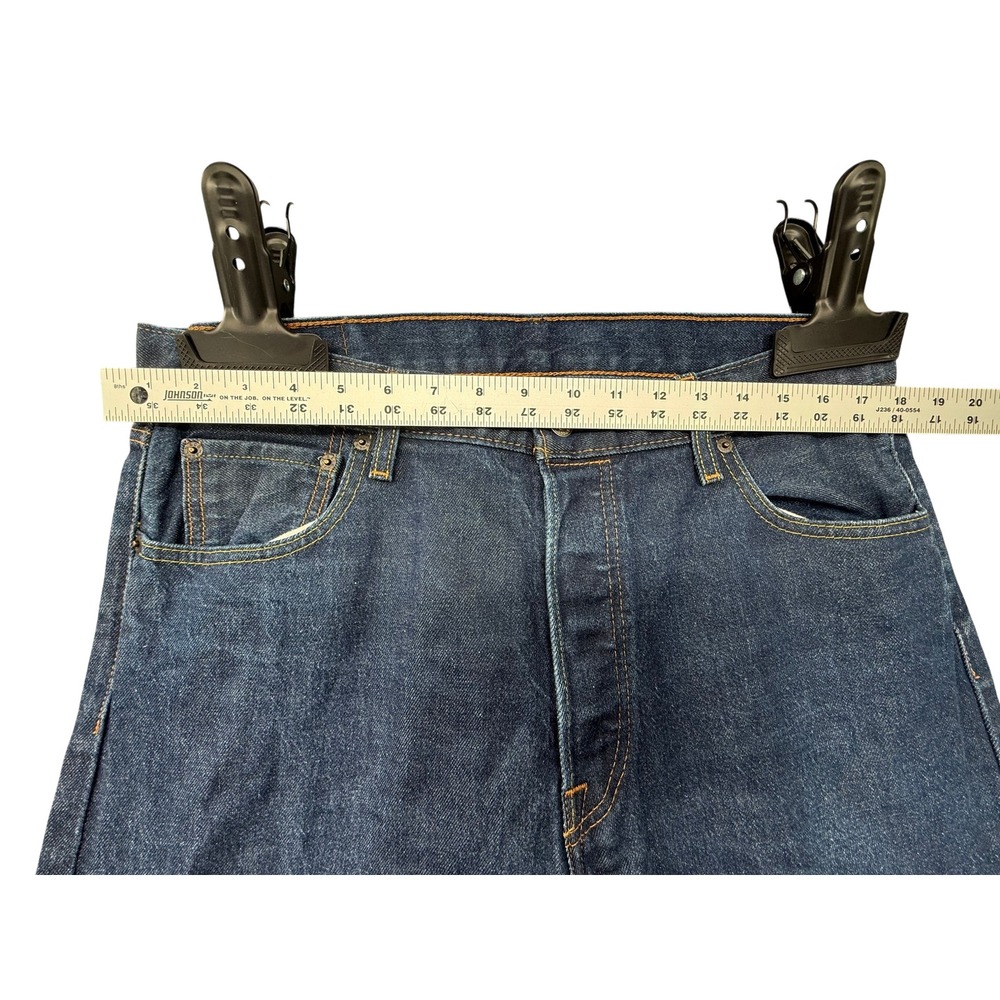 Levi's 501 Original Fit Jeans Mens 36x30 Dark Wash Excellent Button Fly Denim - Picture 3 of 6